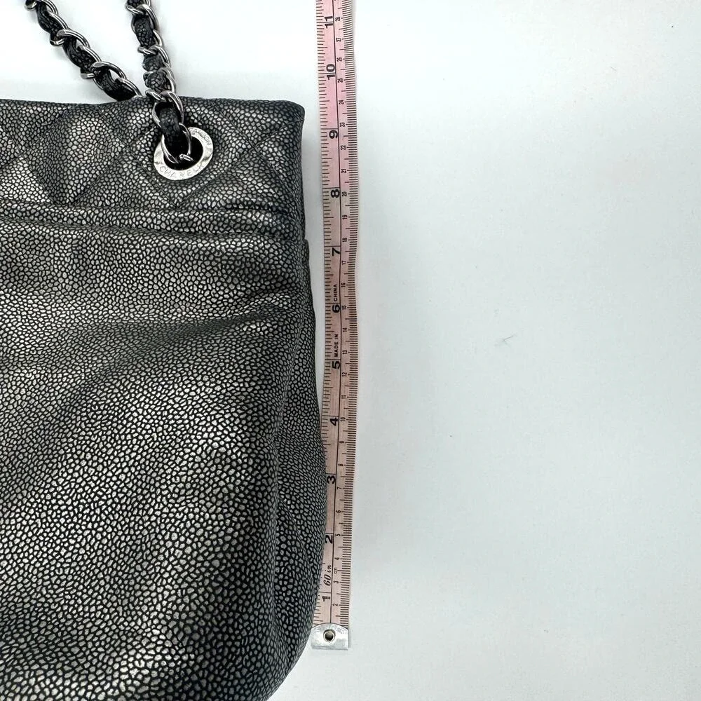 Chanel Metallic Silver Gray Grey Quilted Caviar Timeless Tote SHW Series 14